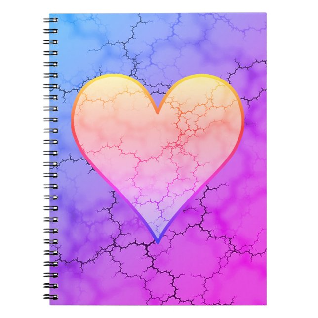 Cuaderno Bloc de notas con arco iris y corazón desangrado (Frente)