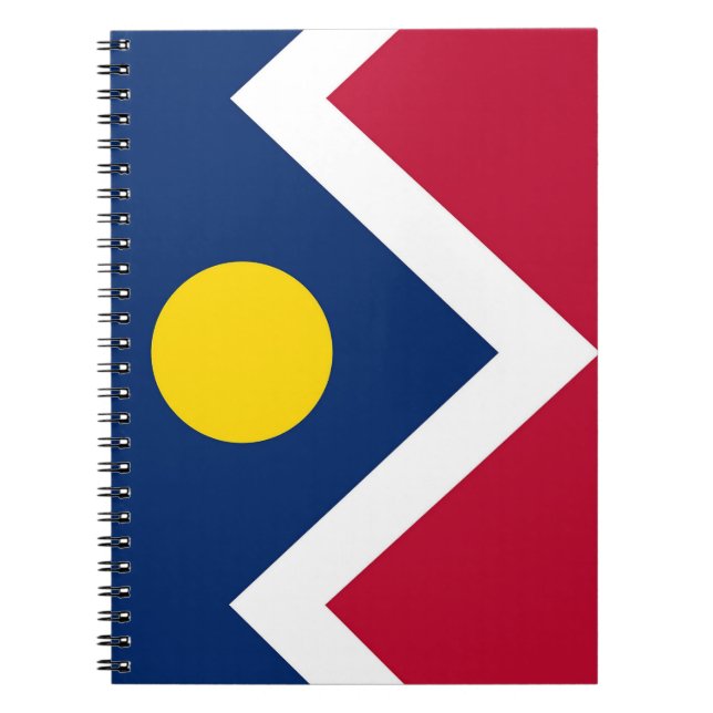 Cuaderno Bloc de notas con bandera de Denver City, Estado d (Frente)