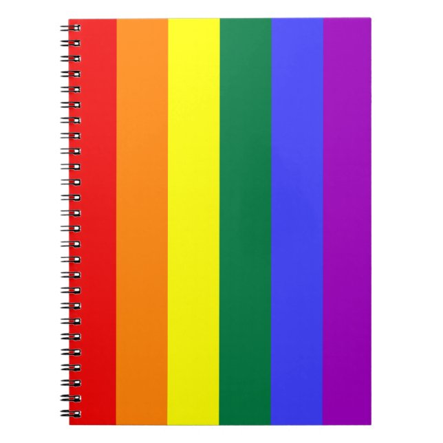 Cuaderno Bloc de notas con bandera de orgullo arco iris (Frente)