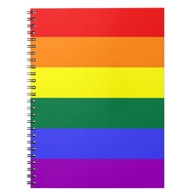 Cuaderno Bloc de notas con bandera de orgullo arco iris (Frente)