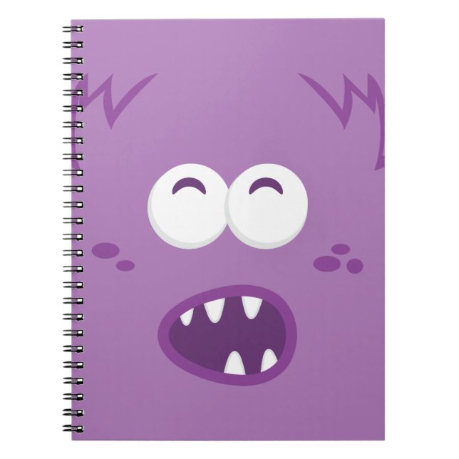 Cuaderno Bloc de notas con cara de monstruo púrpura (Frente)