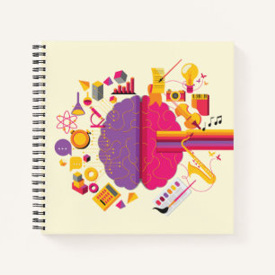 Cuaderno Bloc de notas con colores brillantes a la izquierd