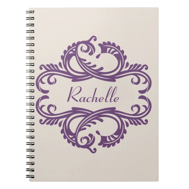 Cuaderno Bloc de notas con Damasco de Moda púrpura (Frente)