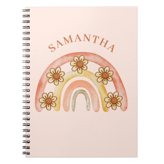 Cuaderno Bloc de notas con el nombre del arco iris retro (Frente)