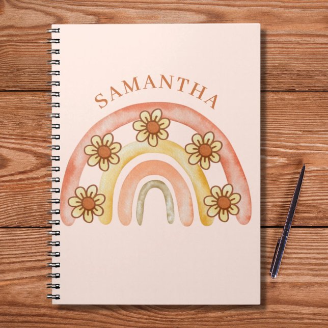 Cuaderno Bloc de notas con el nombre del arco iris retro (Subido por el creador)