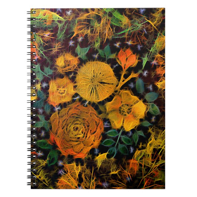 Cuaderno Bloc de notas con espiral de brotes florales (Frente)
