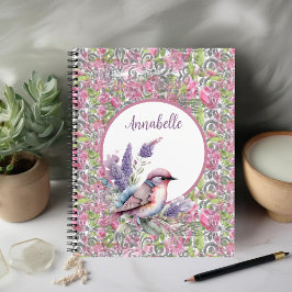 Cuaderno Bloc de notas con espiral de desplazamiento floral