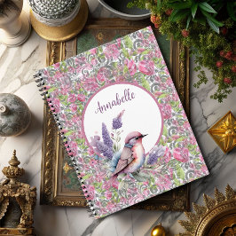 Cuaderno Bloc de notas con espiral de desplazamiento floral