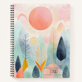 Cuaderno Bloc de notas con espiral de flores Boho - Persona