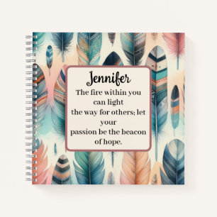 Cuaderno Bloc de notas con espiral de plumas motivacional
