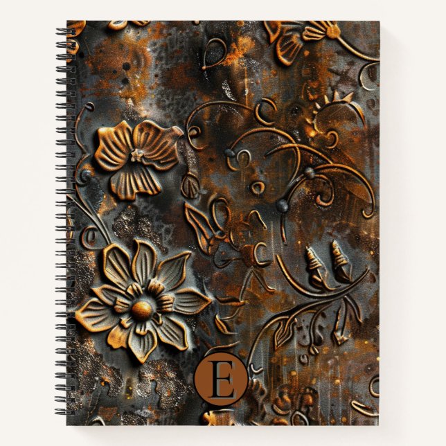 Cuaderno Bloc de notas con espiral floral agitado - Persona (Anverso)