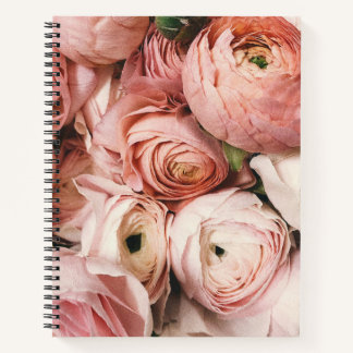 Cuaderno Bloc de notas con espiral floral rosa