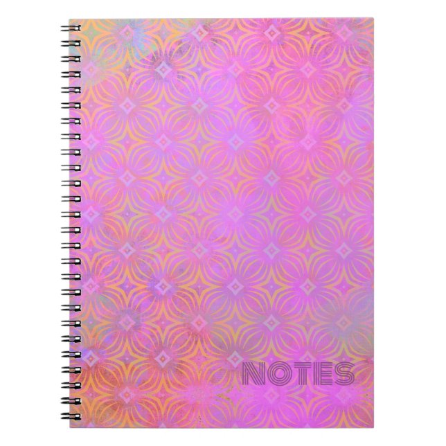 Cuaderno Bloc de notas con espiral rosada y medios mixtos c (Frente)