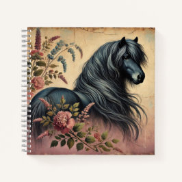 Cuaderno Bloc de notas con espiral vintage floral de Pony