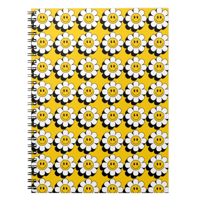 Cuaderno Bloc de notas con flor de cara sonriente plural (Frente)