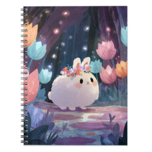 Cuaderno Bloc de notas con flor de flores de conejo suave