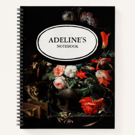 Cuaderno Bloc de notas con flor oscuro personalizado