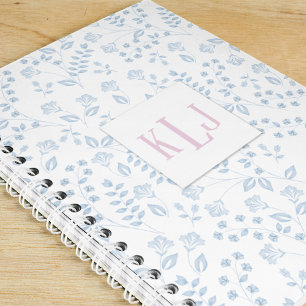 Cuaderno Bloc de notas con floral azul de 8,5" x 11"