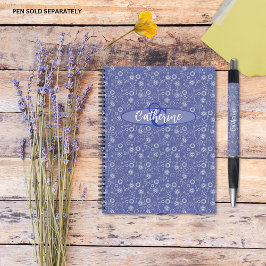 Cuaderno Bloc de notas con flores azules de inspiración vin