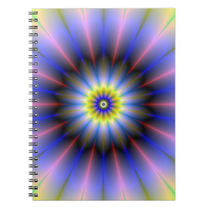 Cuaderno Bloc de notas con flores azules y amarillas rosas
