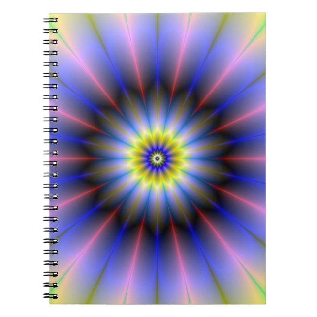 Cuaderno Bloc de notas con flores azules y amarillas rosas (Frente)