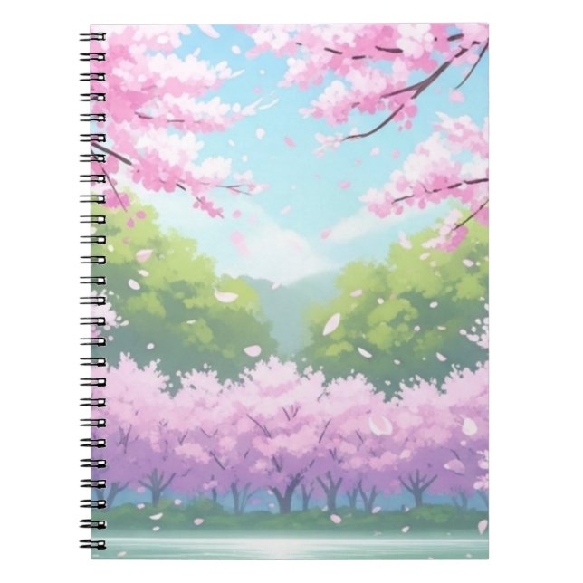 Cuaderno Bloc de notas con flores de cerezo (Frente)
