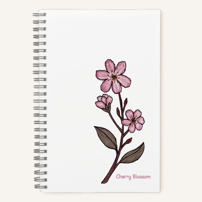 Cuaderno Bloc de notas con flores de cerezo (Anverso)