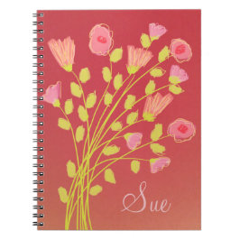 Cuaderno Bloc de notas con flores de coral rosa