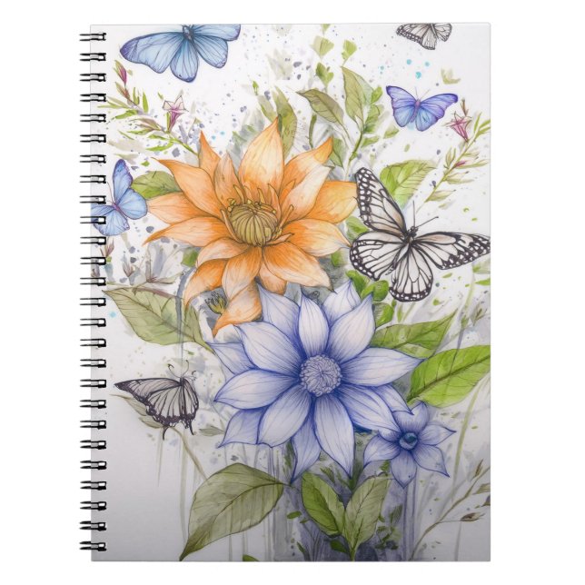 Cuaderno Bloc de notas con flores, de vuelta a la escuela (Frente)