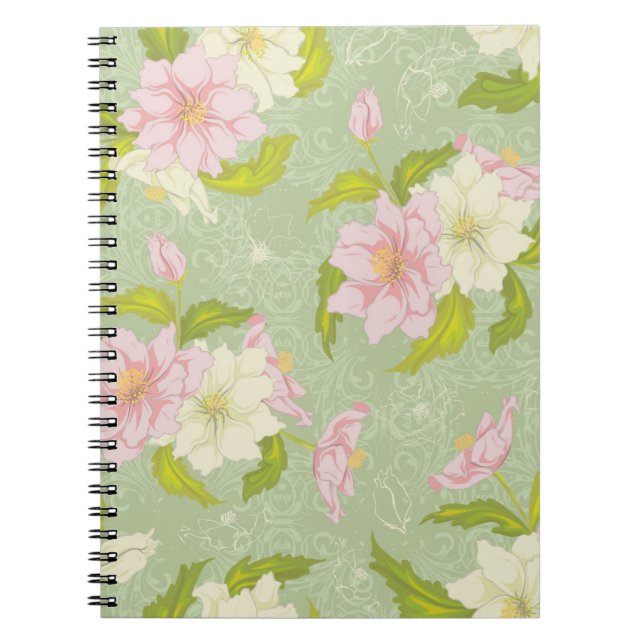 Cuaderno Bloc de notas con flores en el jardín (Frente)