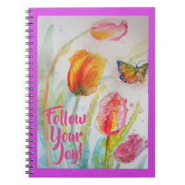 Cuaderno Bloc de notas con flores florales de tulipanes ros
