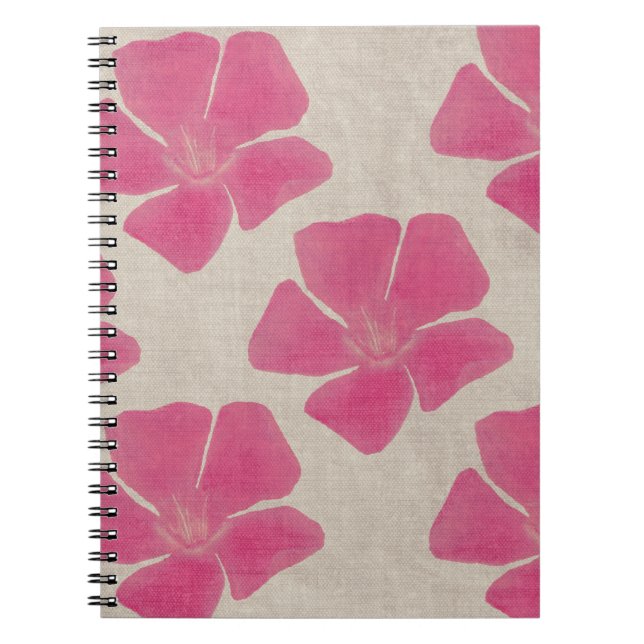 Cuaderno Bloc de notas con flores rosadas (Frente)