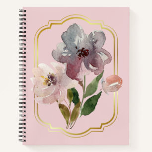 Cuaderno Bloc de notas con flores rosadas