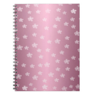 Cuaderno Bloc de notas con flores rosadas bonito