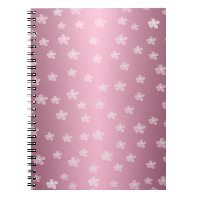 Cuaderno Bloc de notas con flores rosadas bonito (Frente)