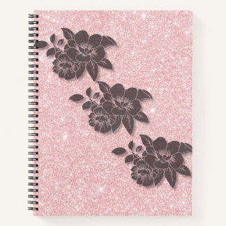 Cuaderno Bloc de notas con flores rosadas - enlazado en esp