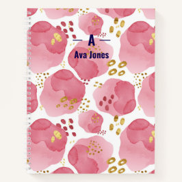 Cuaderno Bloc de notas con flores rosadas personalizado - N