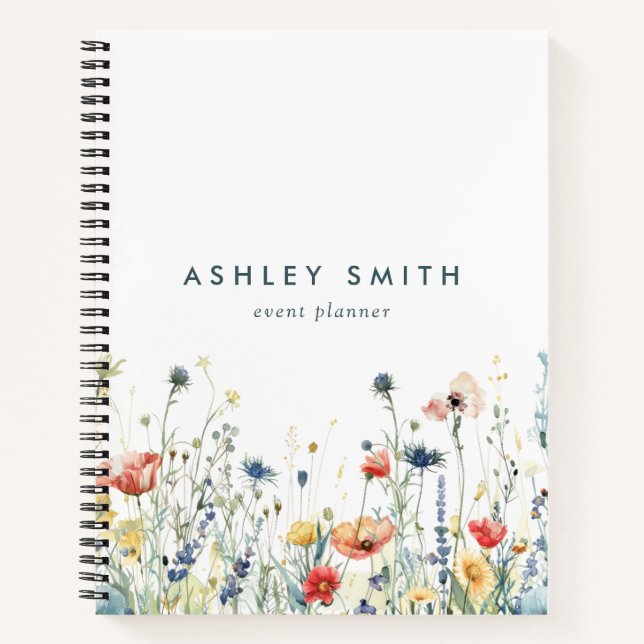 Cuaderno Bloc de notas con flores silvestres vibrantes (Anverso)