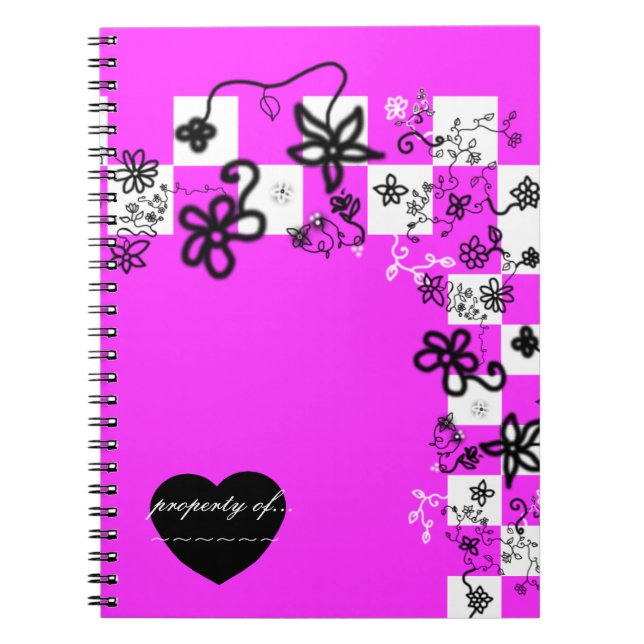 Cuaderno Bloc de notas con flores y cheques de graffiti (Frente)