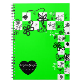 Cuaderno Bloc de notas con flores y cheques de graffiti