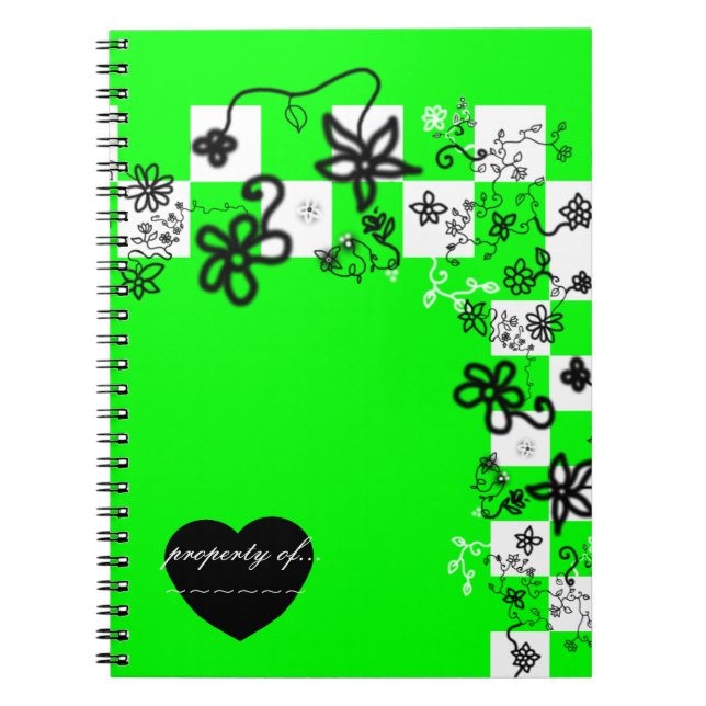 Cuaderno Bloc de notas con flores y cheques de graffiti (Frente)