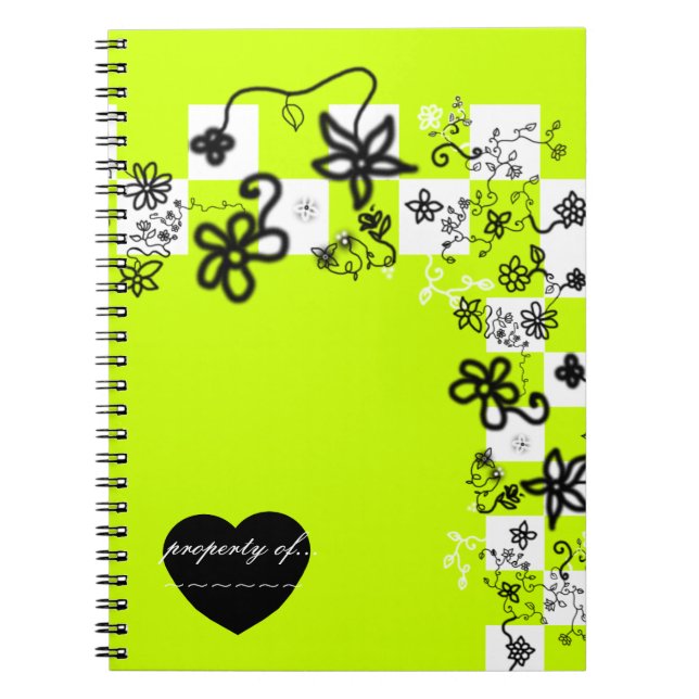 Cuaderno Bloc de notas con flores y cheques de graffiti (Frente)