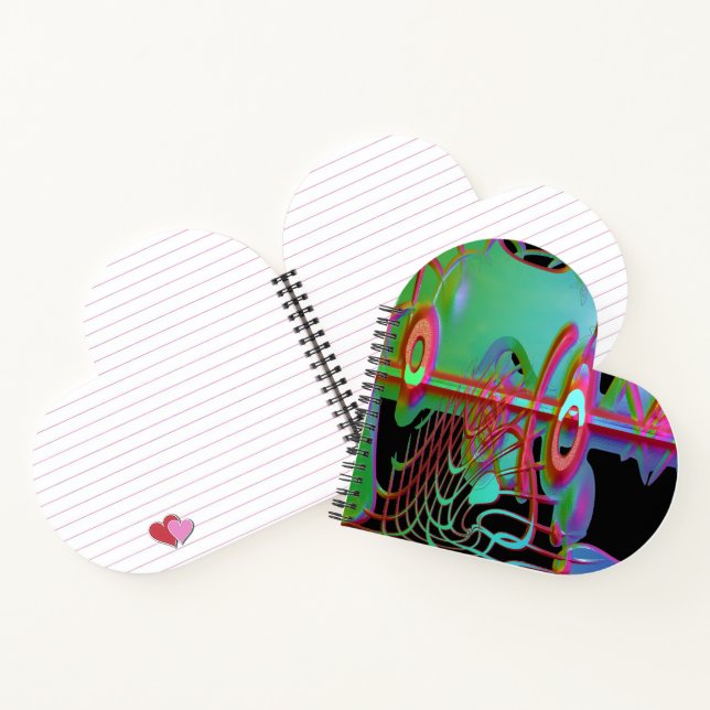 Cuaderno Bloc de notas con forma de corazón de combinación  (Interior)