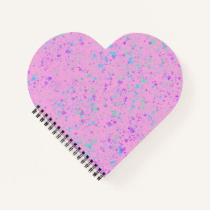 Cuaderno Bloc de notas con forma de corazón de pinturas ros