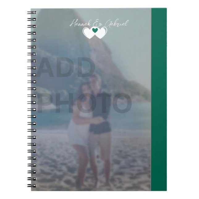 Cuaderno Bloc de notas con fotos de espiral verde esmeralda (Frente)
