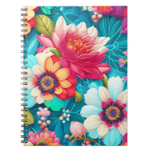 Cuaderno Bloc de notas con fotos en espiral floral