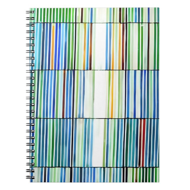 Cuaderno Bloc de notas con franjas azules coloridas (Frente)