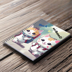 Cuaderno Bloc de notas con gatos lindos yendo a la escuela