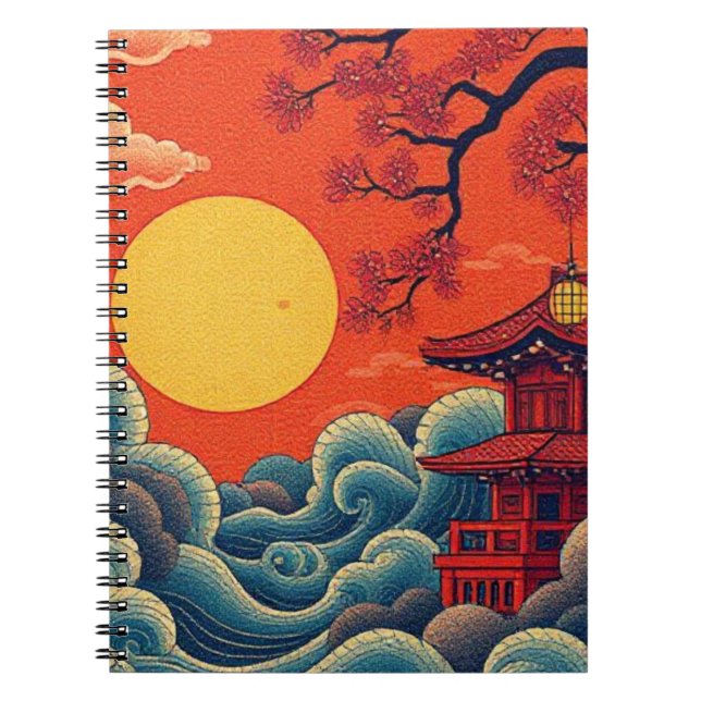 Cuaderno Bloc de notas con imágenes inspiradas en el Pacífi (Frente)