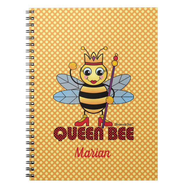 Cuaderno Bloc de notas con lino en espiral de Queen Bee (Frente)